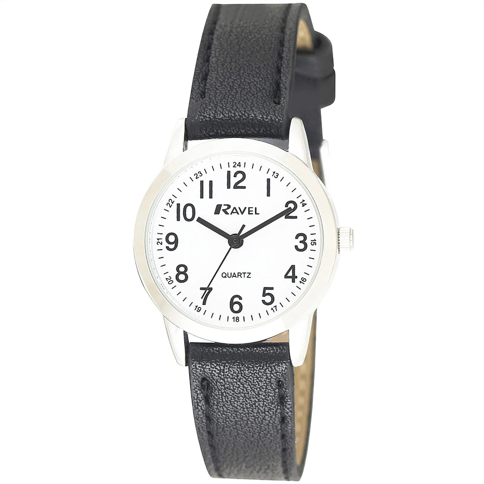 Ravel - Womens Everyday Quartz Watch with Dotted Minute Track (27mm case) - R0132.21.2 - Black/Silver Tone