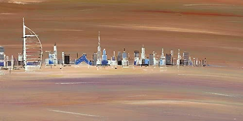 The Art Group "Lee McCarthy Dubai City Canvas Print, Multi-Colour, 50 x 100 x 1.3 cm