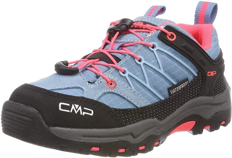 CMP Rigel Low, Unisex Kids’ Low Rise Hiking Shoes, Turquoise (Clorophilla-Red Fluo 89bd), 1 UK (33 EU)