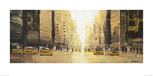 The Art Group "Jon Barker Morning Glow, Manhattan Paper Art Print, Multi-Colour, 50 x 100 x 1.3 cm