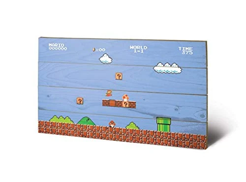 Pyramid International Super Mario Bros. (1-1) -Wood Print 45 x 76cm, Multi-Colour, 45 x 76 x 1.3 cm