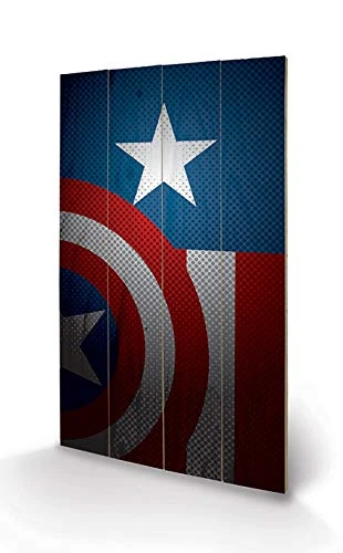 Pyramid International Avengers Assemble (Captain America Torso) Wood Print, Multi-Colour, 45 x 76 x 1.3 cm
