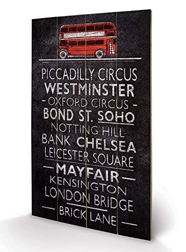The Art Group Barry Goodman (London Bus Blind) -Wood Print 45 x 76cm, Multicoloured, 45 x 76 x 1.3 cm
