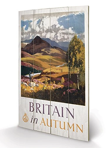 Pyramid International Britain in Autumn-Wood Print 45 x 76cm, Multi-Colour, 45 x 76 x 1.3 cm