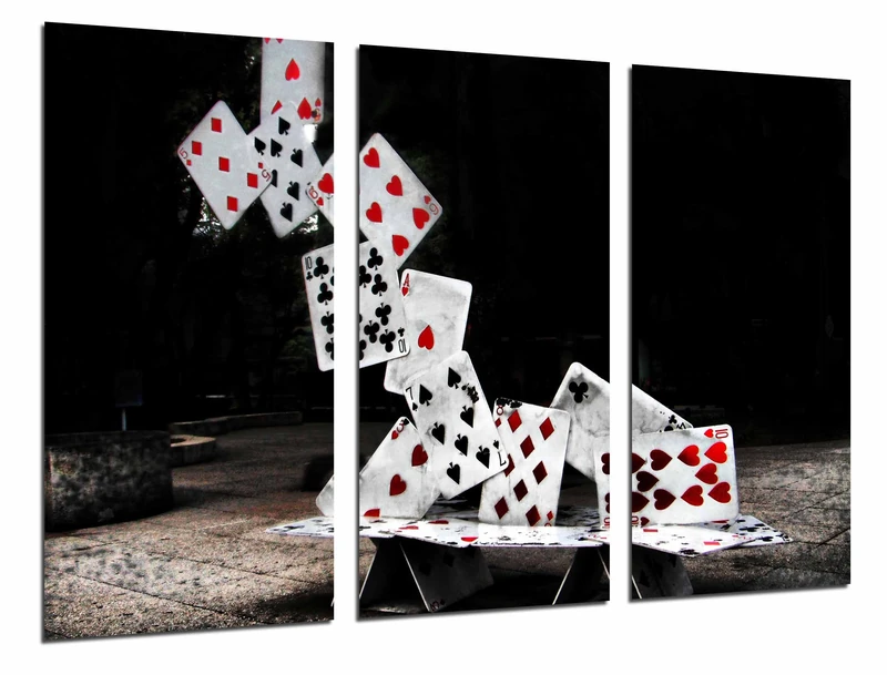 Multi Wood Printings Art Print Box Framed Picture Wall Hanging - Board Game, Poker Card Tower, Casino, (Total Size: 38,2" x 24,4"), Framed and Ready to Hang - ref. 26928 - Image 1