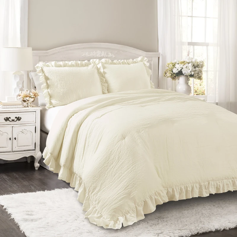 Lush Decor Reyna, Polyester, Ivory, Queen