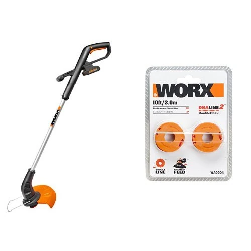 WORX WG157E Cordless Grass Trimmer/Edger with 20V 2.0Ah Powershare Battery and 2x 10ft replacement spools