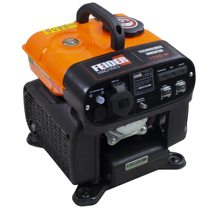 FEIDER FG1600I–A Compact Petrol Power Generator - Power 1000 W to 1200 W - Emergency Generator - Autonomy 5.5 Hours - Fuel Tank 4500 ml - Ideal for Sensitive Devices