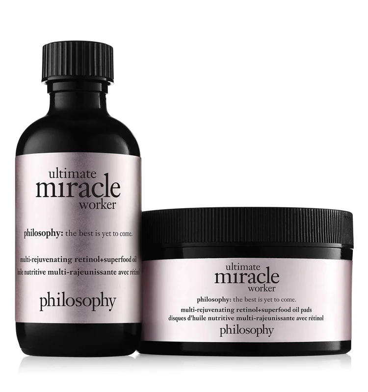 Philosophy Ultimate Miracle Worker For Unisex 2 Pc Set 2oz Multi-Rejuvenating Retinol & Superfood Oil & Pads, 60 Pads