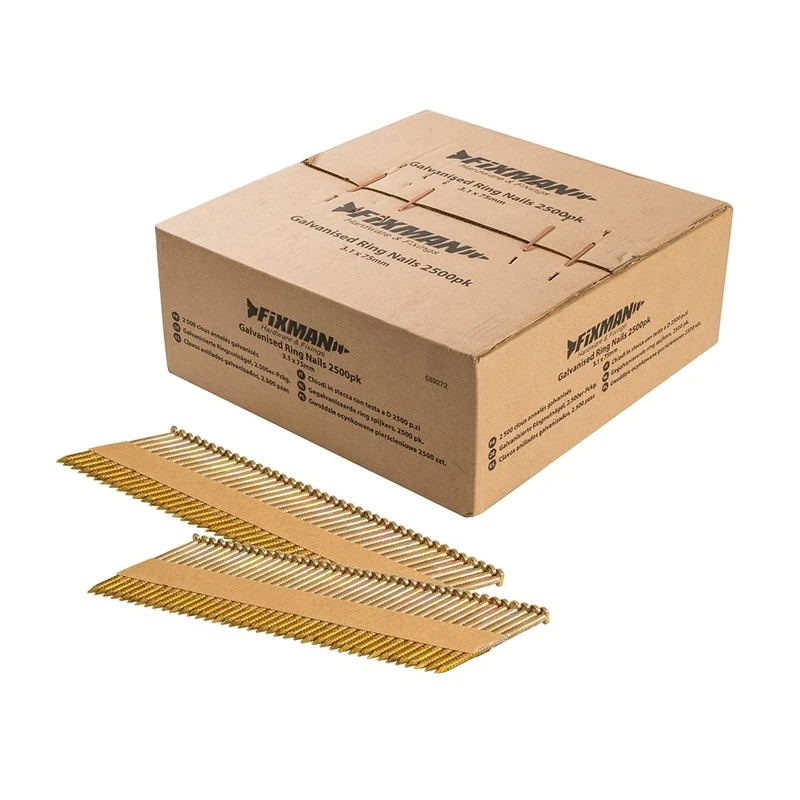 Fixman 689272 Galvanised Ring Nails 2500pk 3.1 x 75 mm