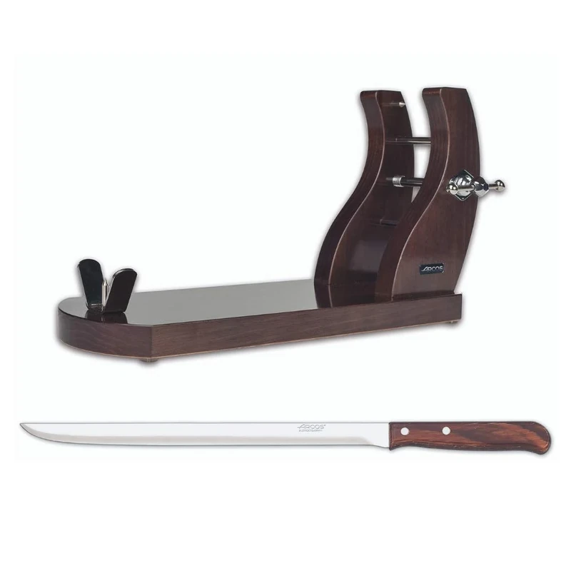 Arcos Accessories - Pack Ham Holder Plus Ham Knife - Brown Colour