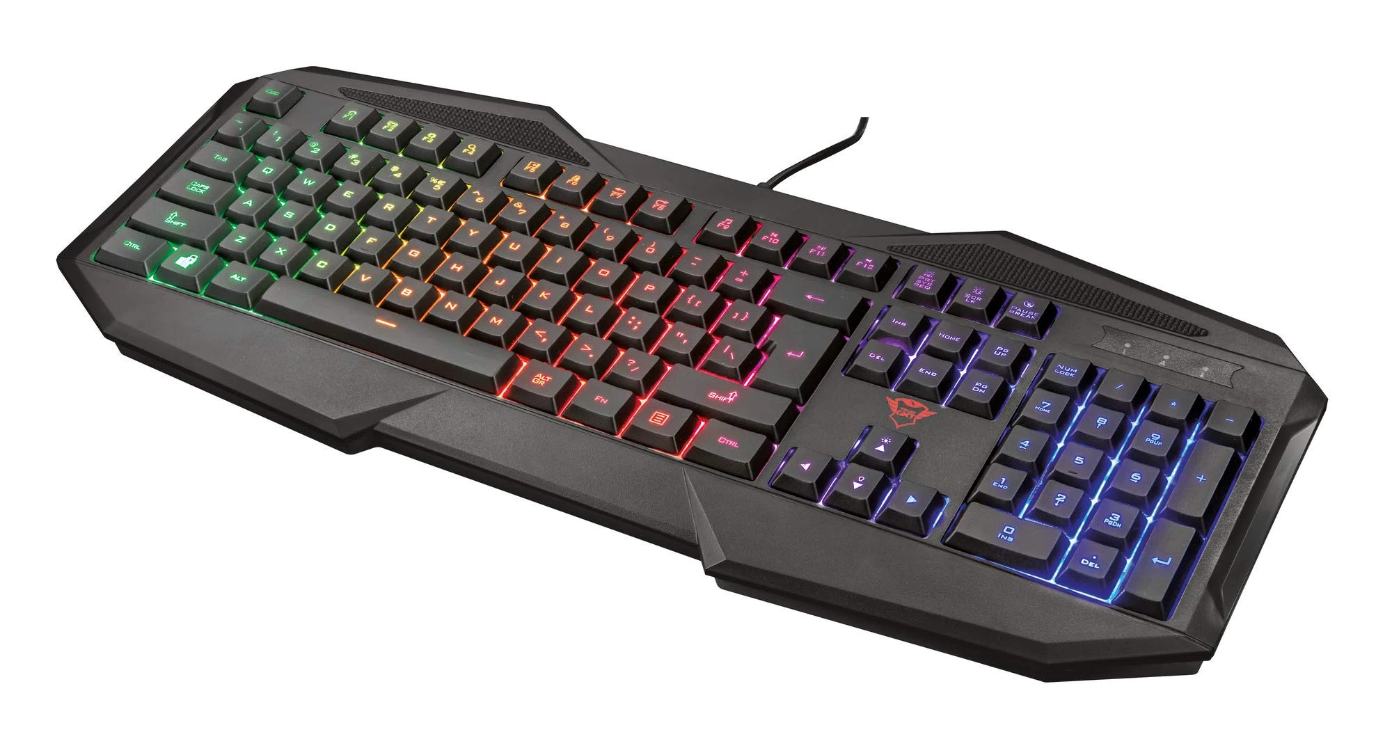Trust Gaming GXT 830-RW Avonn Gaming Keyboard, QWERTY UK Layout, 12 Multimedia Keys, Anti-ghosting, Game Mode Switch, Full Size LED Keyboard with Rainbow Wave Illumination - Black