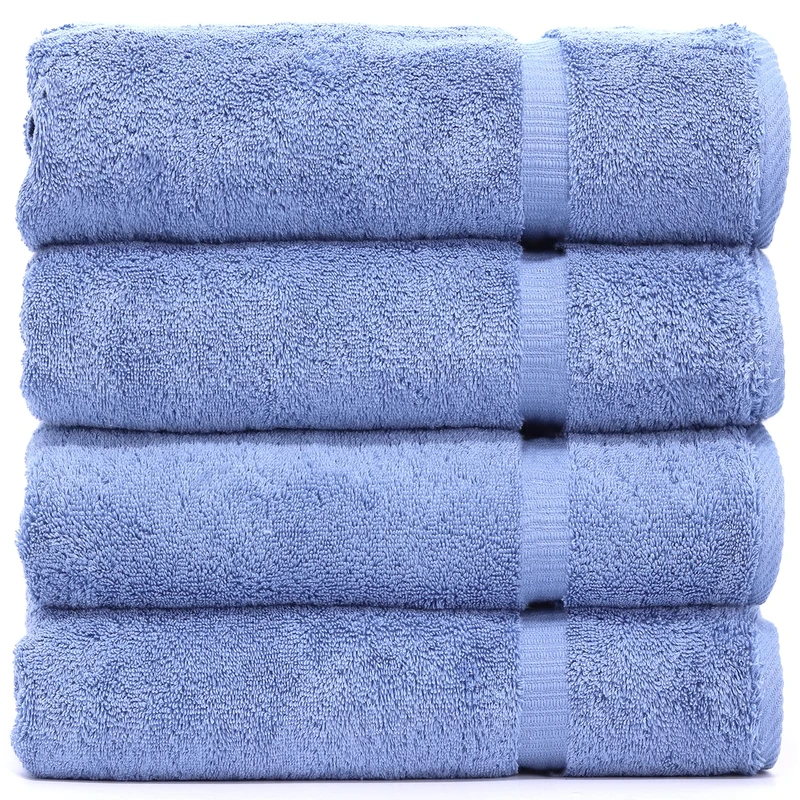 Luxury Hotel & Spa Collection Highly Absorbent, Quick Dry 100% Turkish Cotton 700 GSM, Eco Friendly Towel, for Bathroom Dobby Border Soft Bath Towel Set 27 X 54 -Wedgewood, Bath Towels - Set of 4