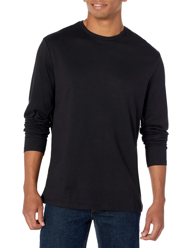 Amazon Essentials Men's Slim-Fit Long-Sleeve T-Shirt, Black, L