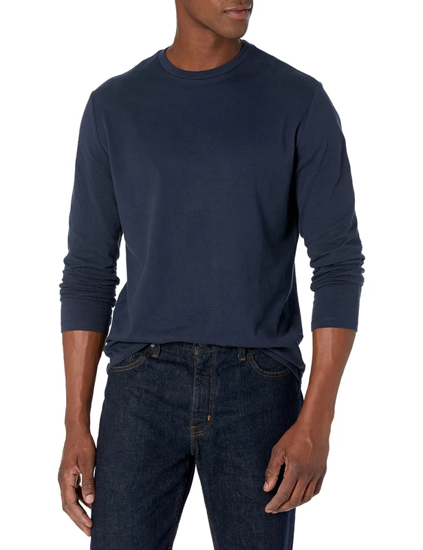 Amazon Essentials Men's Slim-Fit Long-Sleeve T-Shirt, Navy, XXL