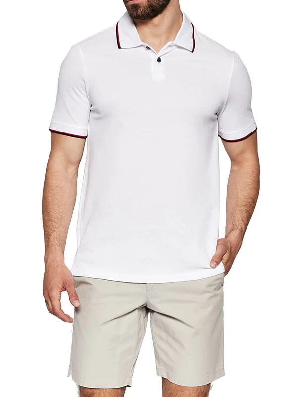Armani Exchange Men's Double Stripe Polo Shirt, White (White 1100), X-Large