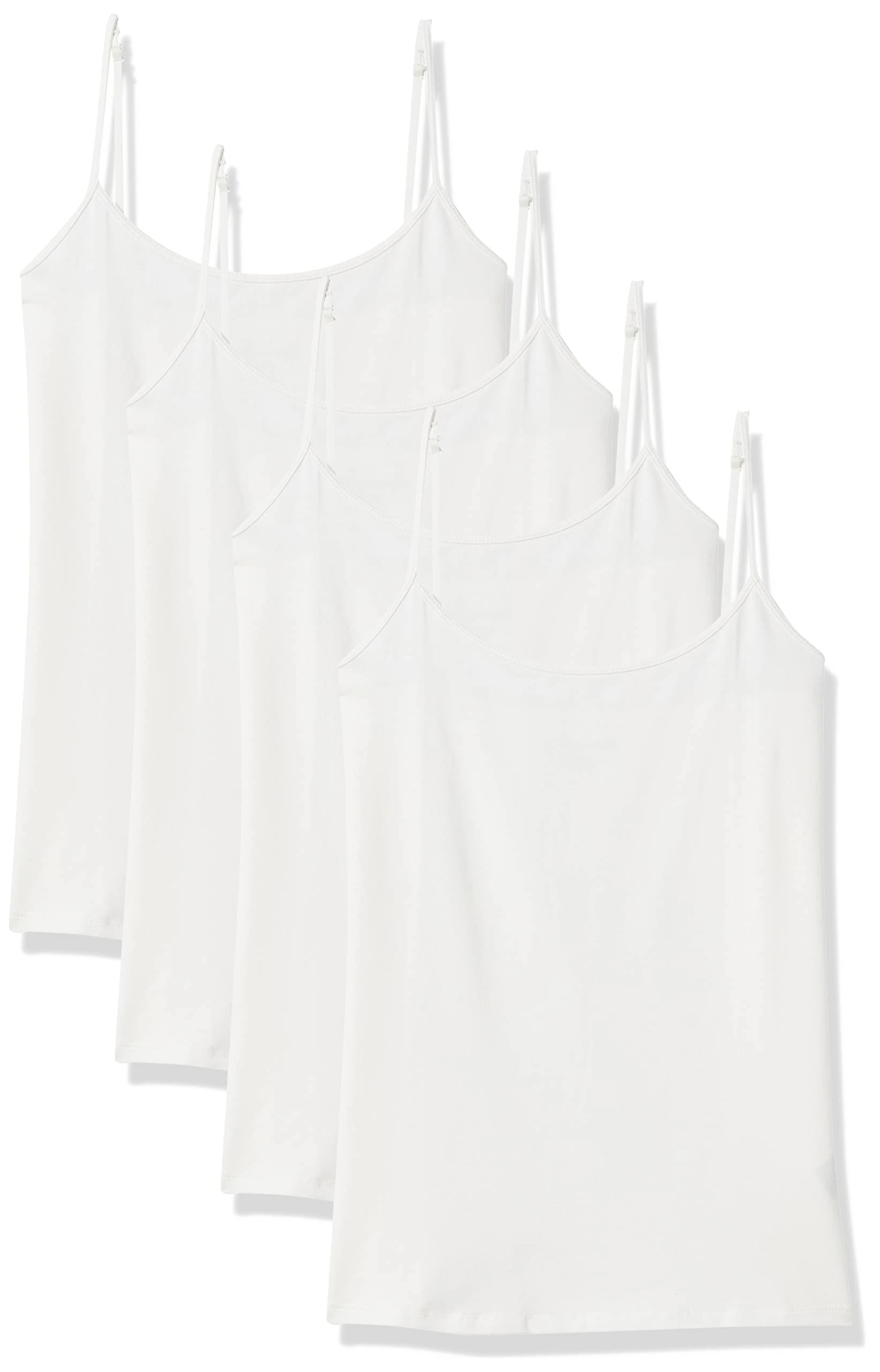Amazon Essentials Women's Slim-Fit Camisole, Pack of 4, White, M