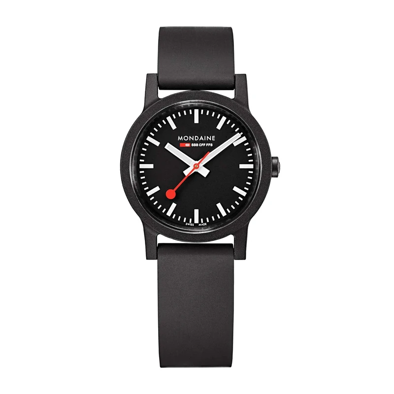 Mondaine - Essence Wrist Watch - Unisex Black Mens Watch MS1.32120.RB - Watches for Men and Women