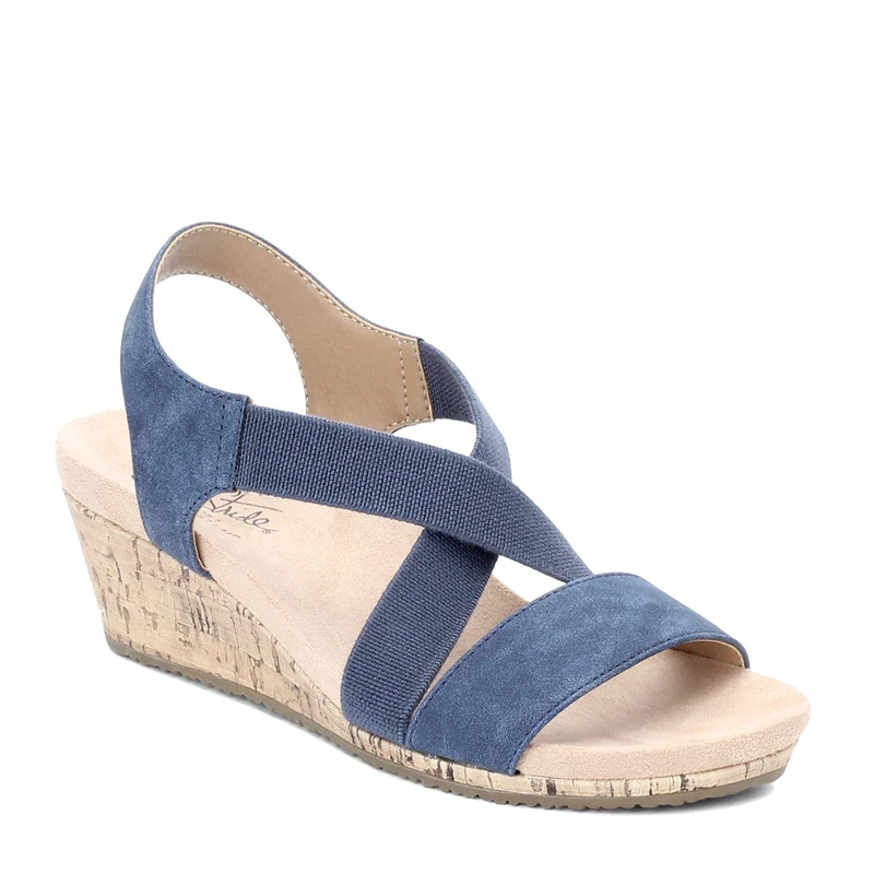 LifeStride Women's Mexico Wedge Sandal, Washed Navy, 9 UK
