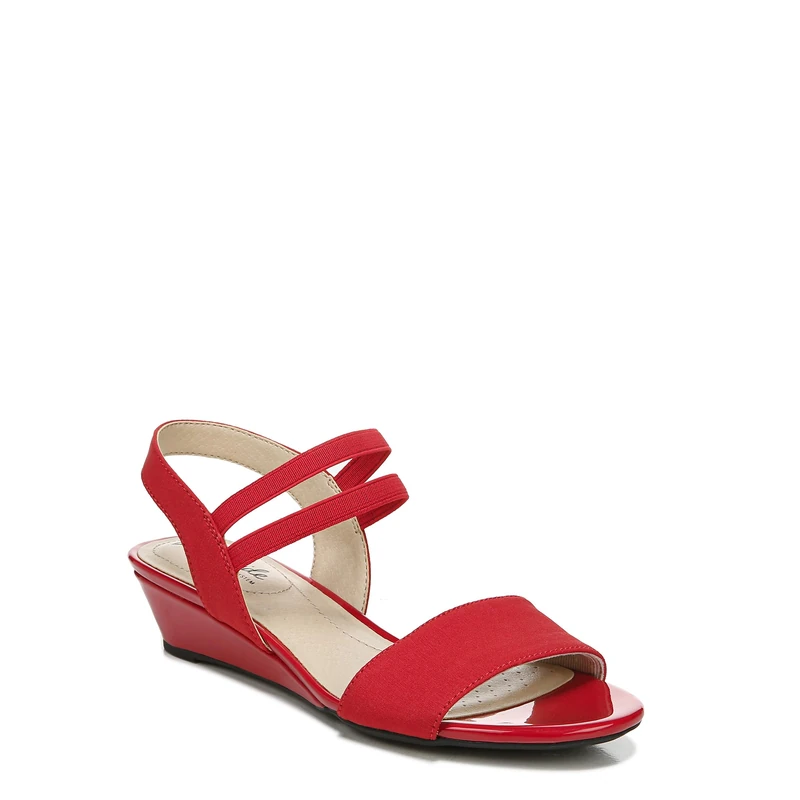 LifeStride Women's YOLO Wedge Sandal, Red, 11 Wide