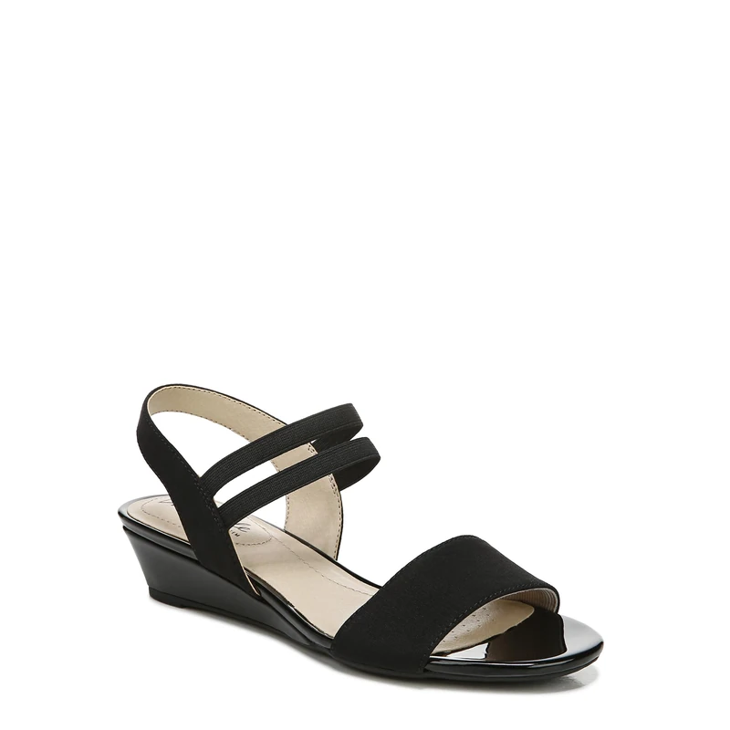 LifeStride Women's YOLO Wedge Sandal, Black, 8 UK