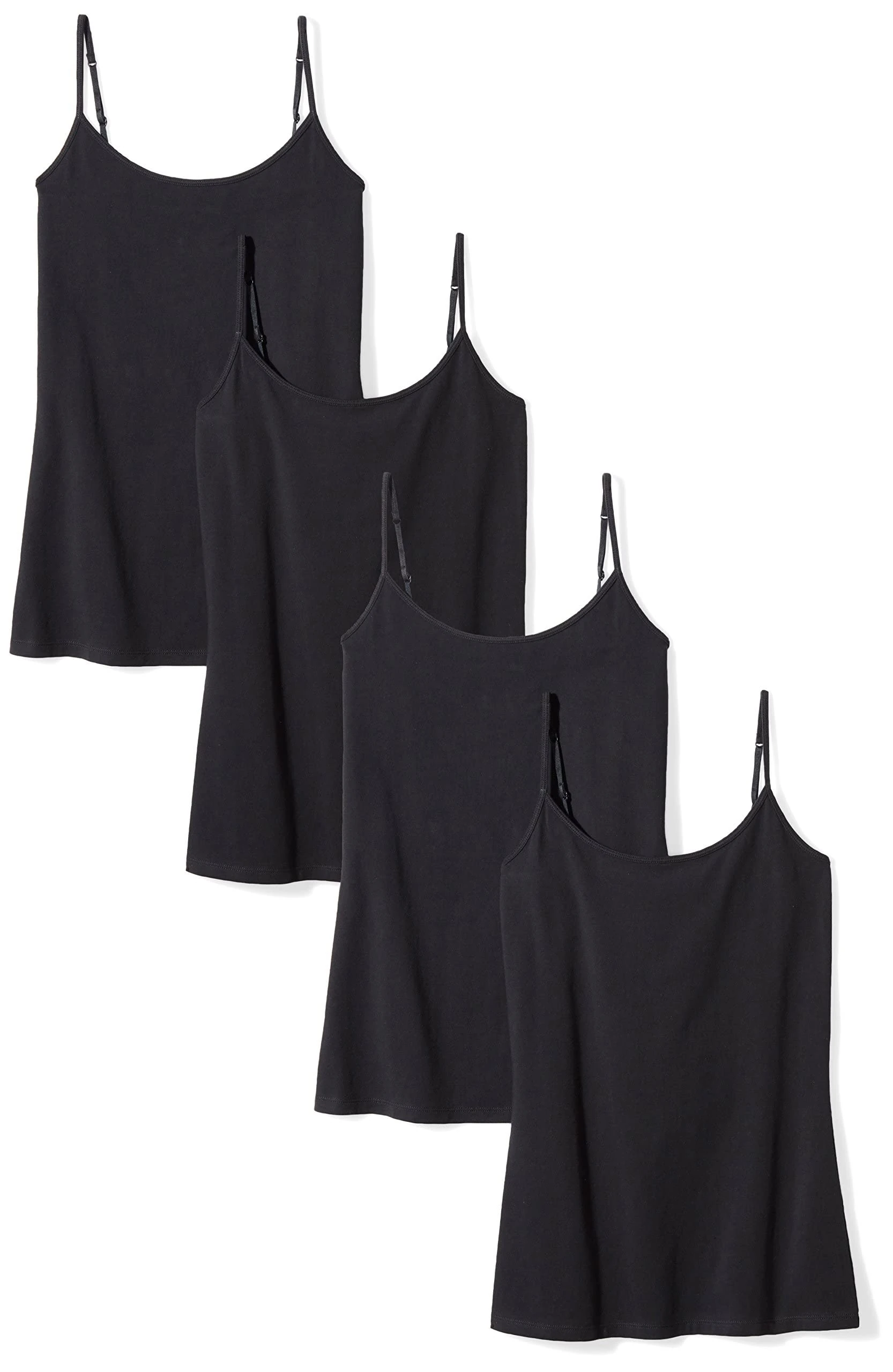 Amazon Essentials Women's Slim-Fit Camisole, Pack of 4, Black, M