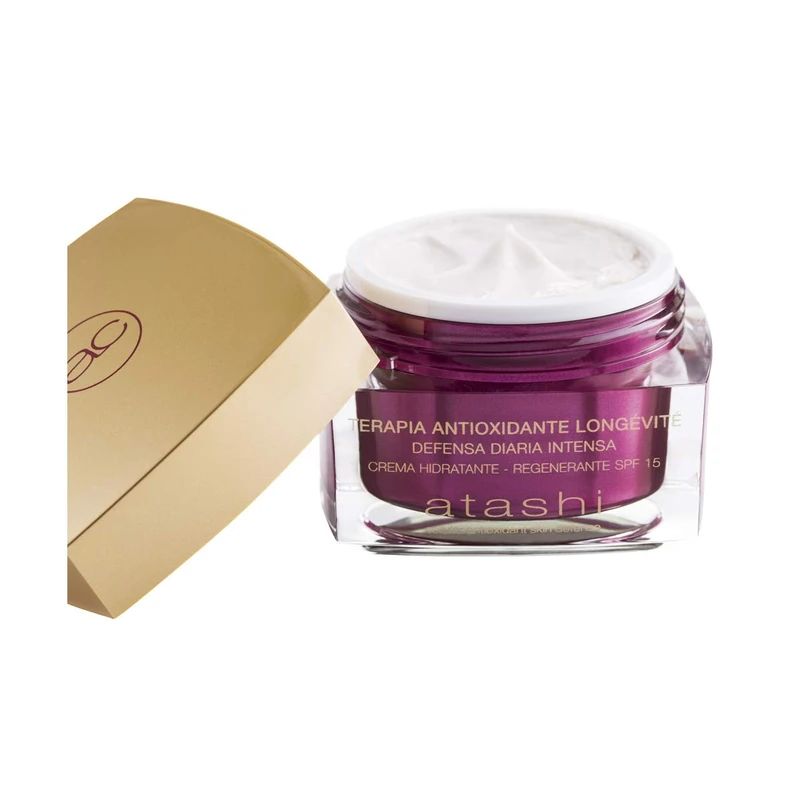 Atashi Antioxidant | Regenerating Moisturising Day Cream SPF 15 | Protected, Soft, Moisturised and Elastic Skin | Hyaluronic Acid, Vitamins C, E and CoQ10