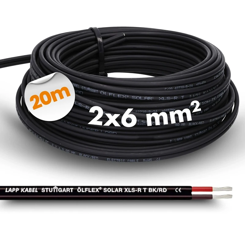 LappKabel Bund Lapp ÖLFLEX SOLAR XLS-R T BK/RD Solar Cable Twin Cable 20 m 2 x 6 mm²