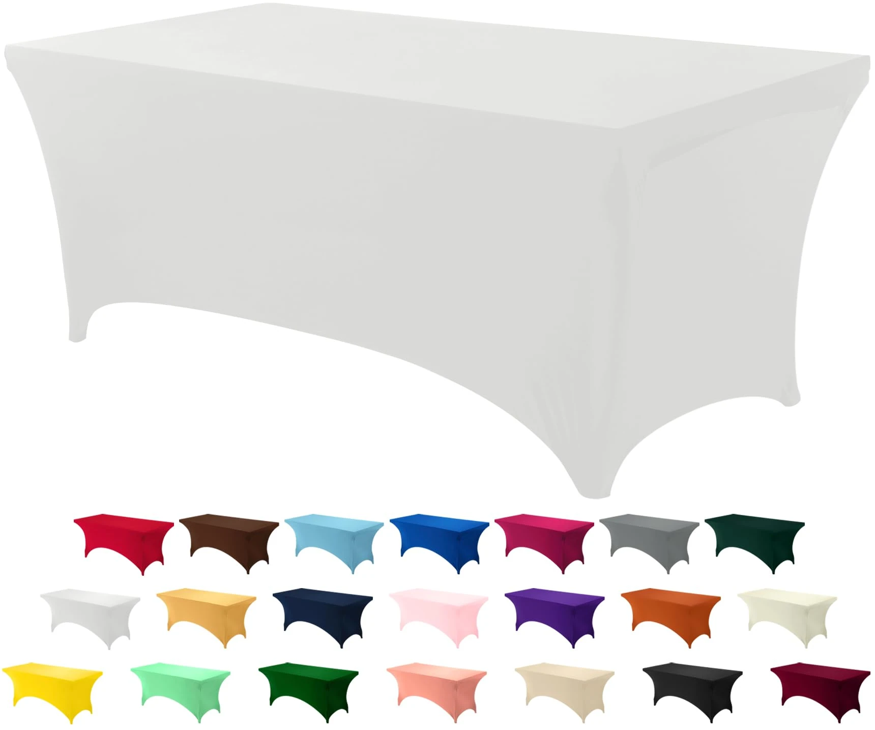 Utopia Kitchen Spandex Table Cloth 1 Pack [6FT, White] Tight, Fitted, Washable and Wrinkle Resistant Stretch Rectangular Patio Table Cover for Event, Wedding, Banquet & Parties [183Lx76Wx76H] cm