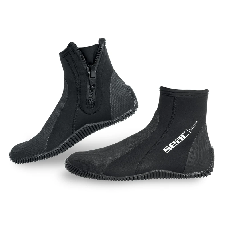 SEAC Regular Boot, 5 mm Neoprene short Diving Boots with Semi-Rigid Sole and Heel and Ankle Protection, Black