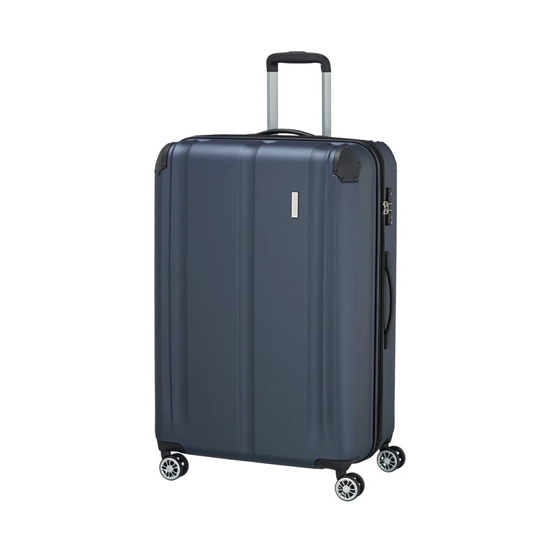 travelite Hard Shell Suitcase Large, Expandable, 4 Wheels, City, Trolley with Scratch-Resistant Surface, TSA Lock, Expansion fold, 77 cm, 113-124 l