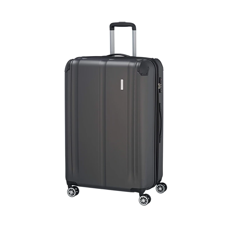 travelite Hard Shell Suitcase Large, Expandable, 4 Wheels, City, Trolley with Scratch-Resistant Surface, TSA Lock, Expansion fold, 77 cm, 113-124 l