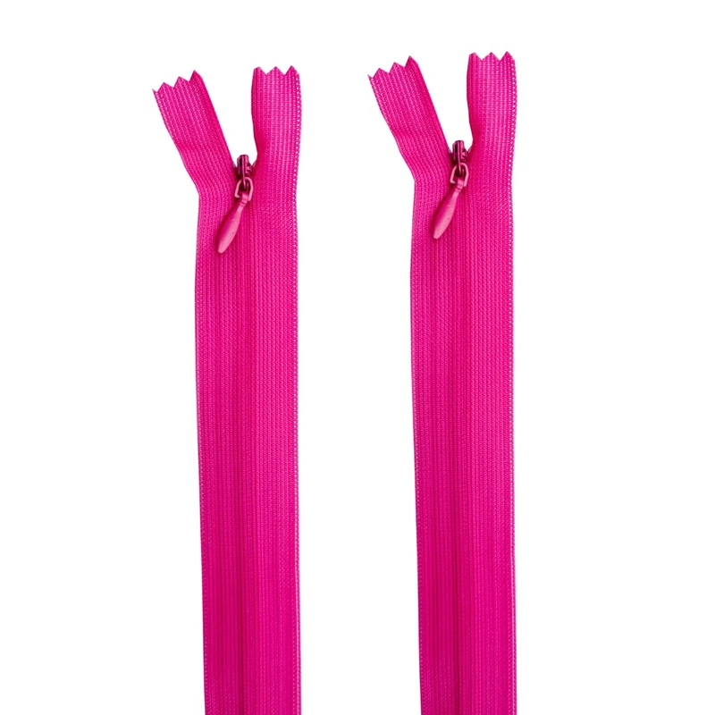 HAND® 2 PCS Rose Pink Invisible Zipper for Dresses, Skirts, Blouses, Pants etc. - 16 inch (41 cm) Long - Nylon Zip and Metal Zip Head - Image 1