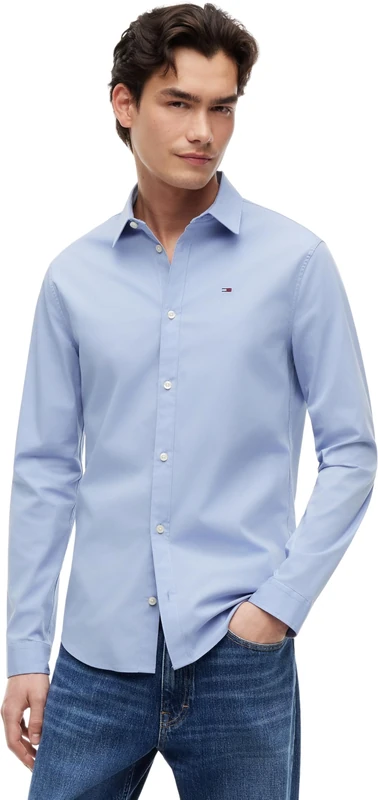 Tommy Jeans Men's Tjm Original Stretch Shirt Dm0dm04405 L/S Shirts / Woven Tops, Blue (Lavender Lustre 556), XXL