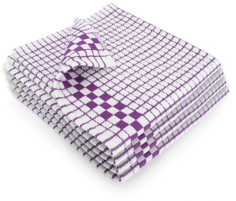 Fecido Classic Kitchen Tea Towels with Hanging Loop - Set of 4, Purple