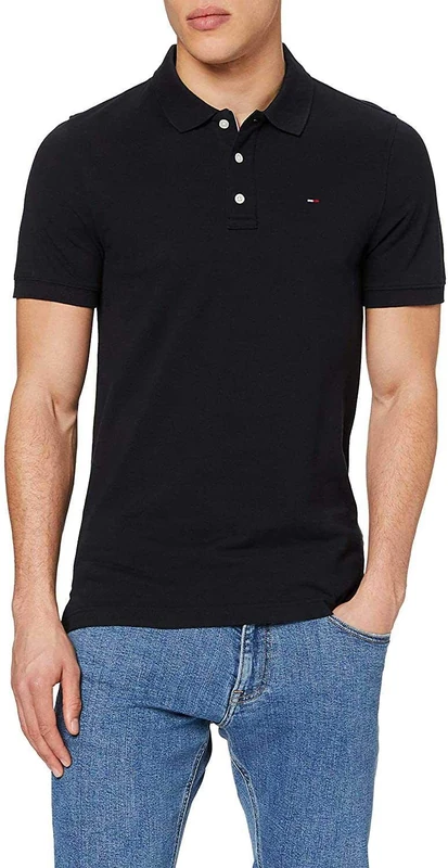 Tommy Jeans Men's Original Fine Pique Polo Shirt, Black (Tommy Black 078), XS UK