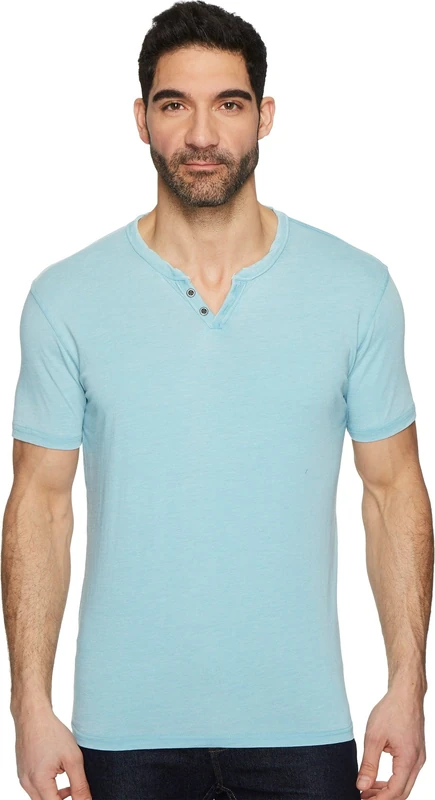 Lucky Brand Men's Venice Burnout Notch Neck Tee Shirt T, Delphinium Blue, XXL