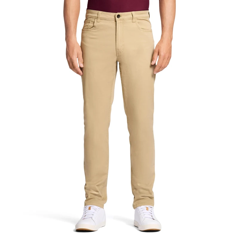 Izod Men's Saltwater Stretch Twill 5 Pocket Straight Fit Chino Pant Casual, Cedarwood Khaki, 32W x 32L - Image 1