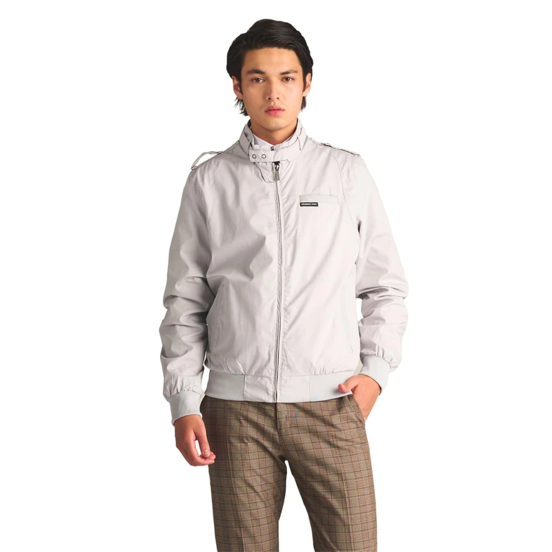 Members Only Men's Original Iconic Racer Jacket Cotton Lightweight, Light Grey, M - Image 1
