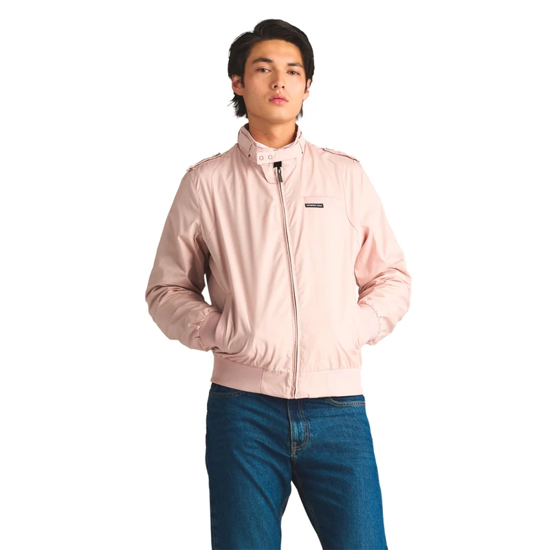 Members Only Men's Original Iconic Racer Jacket Cotton Lightweight, Light Pink, L
