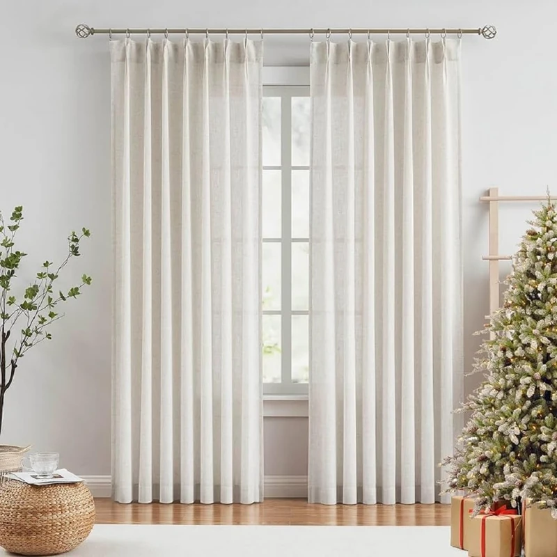 Exclusive Home Curtains Belgian Sheer Pinch Pleat Top Panel Pair, Winter White, 30x96, 2 Piece