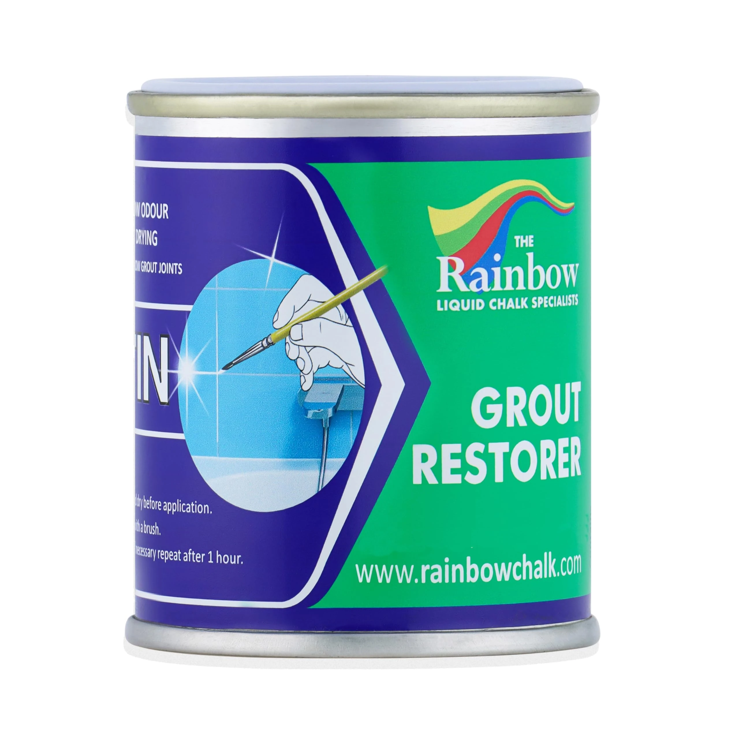 RAINBOW CHALK MARKERS LTD Groutin - Tile Grout Paint 125ml - Designed to Restore Tile Grout (White)