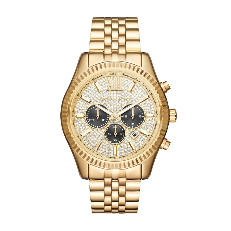 Michael Kors Men's 44.00mm Quartz Watch with Multicolour Analogue dial and Gold Metal Strap MK8494