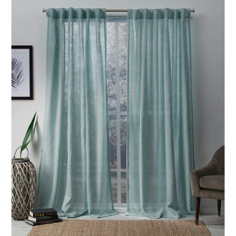 Exclusive Home Curtains Bella Sheer Hidden Tab Top Panel Pair, Seafoam, 54x84, 2 Piece
