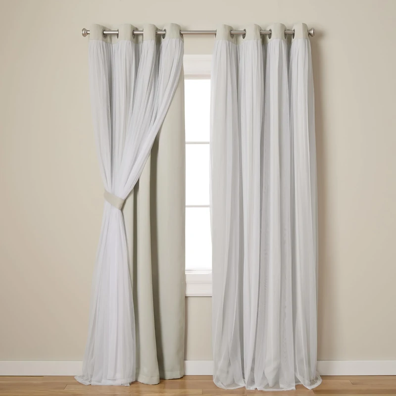 Exclusive Home Curtains Catarina Woven Blackout Grommet Top Panel Pair, Cloud Grey, 52x96, 2 Piece