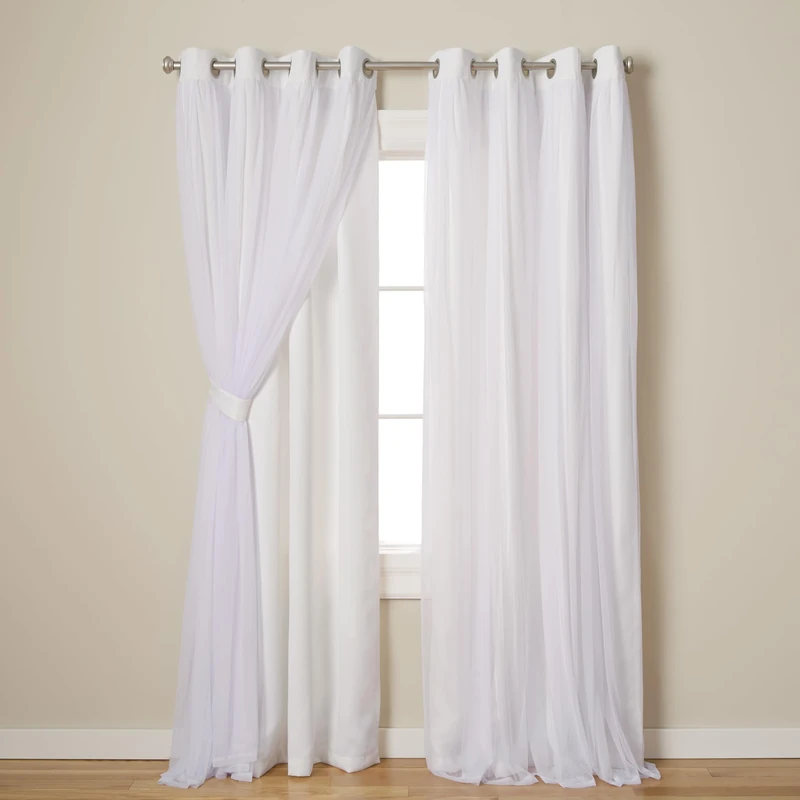 Exclusive Home Curtains Catarina Woven Blackout Grommet Top Panel Pair, Winter White, 52x108, 2 Piece