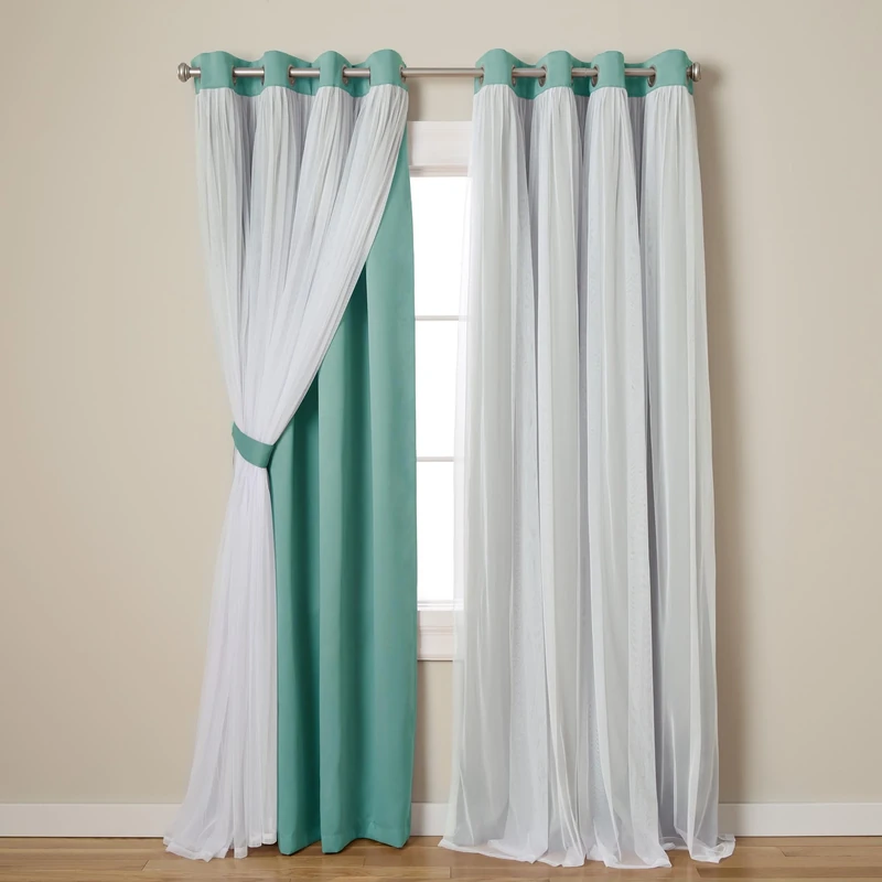 Exclusive Home Curtains Catarina Woven Blackout Grommet Top Panel Pair, Turquoise, 52x96, 2 Piece