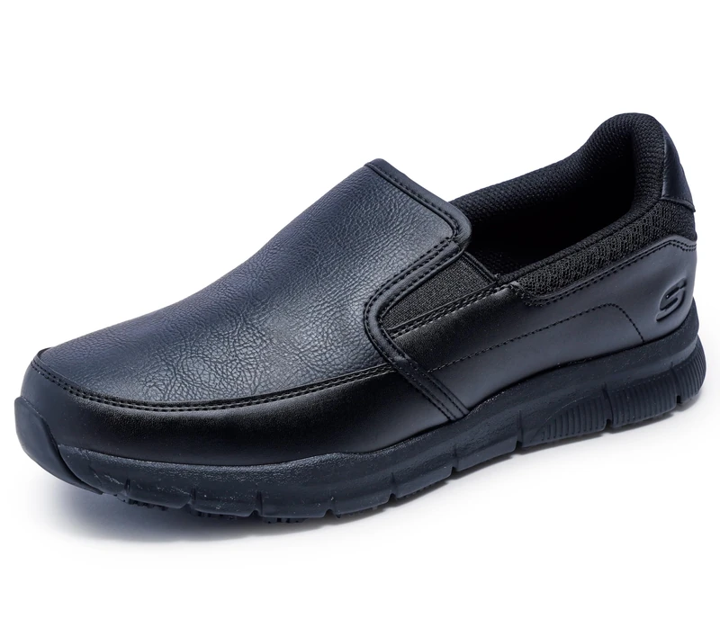 Skechers for Work Men's Nampa-Groton Food Service Shoe,Black Polyurethane,9 W US