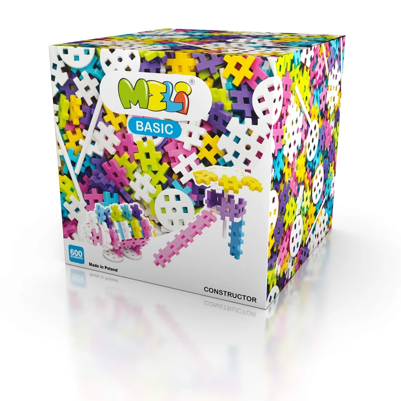 Meli Basic Constructor Pink 600 | 600 Building Blocks Including Wheels & Special Parts | Creative Plug-In Game for Children from 3 Years | Construction Toy for Cars, Robots & More
