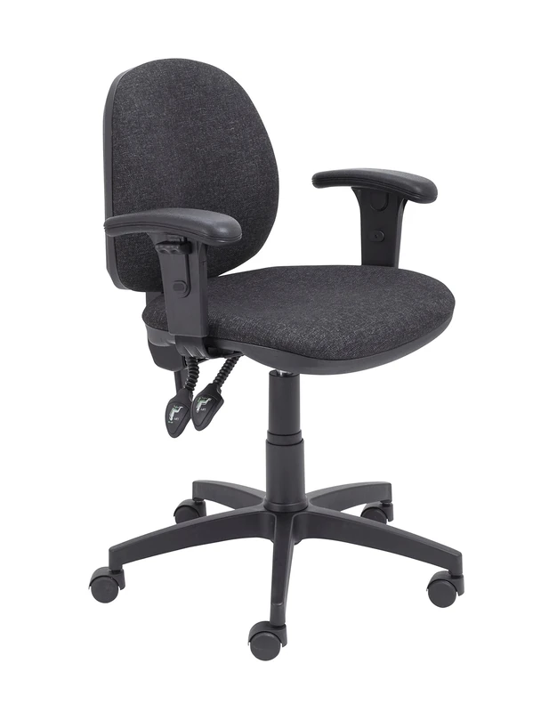 Office Hippo Mid Back Desk Chair, Swivel Office Chair For Home & Office With Height Adjustable Seat & Arms, Lumbar Support For Extra Comfort, Computer Chair For Daily Use - Charcoal Grey